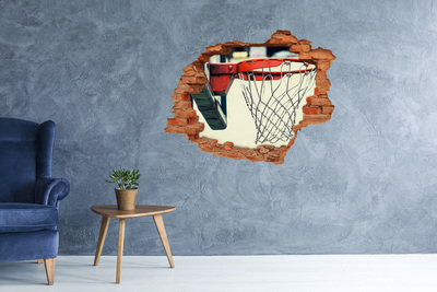 Foto fotografie díra na zeď Hod basketbalového míče přes zeď
