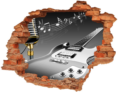 Fotoobraz díra na stěnu Kytara a mikrofon