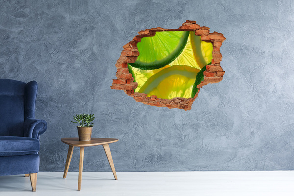 Nálepka díra na zeď Zelené vápno v díře ve zdi