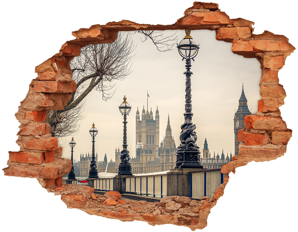 Fototapeta díra na zeď 3D Londýn podzim