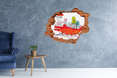 Samolepící nálepka Krokodýl v barevné krajině