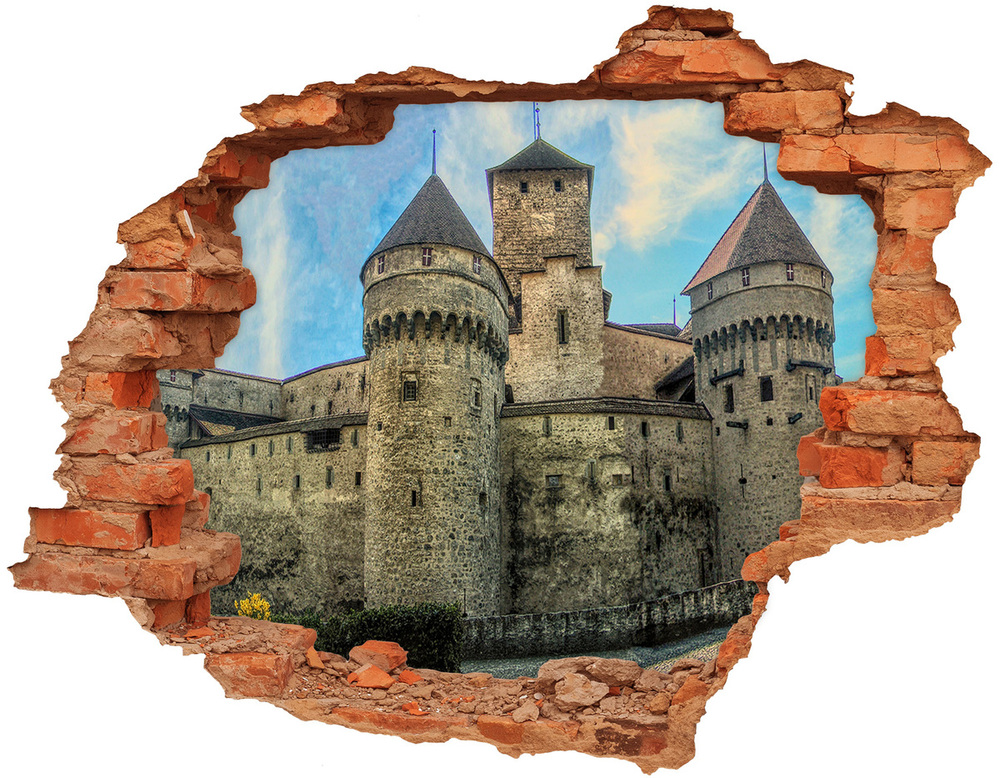 Fototapeta díra na zeď 3D Zámek Švýcarsko