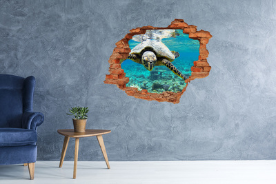 Díra 3D fototapeta nálepka Mořská želva