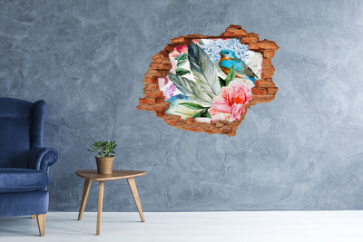 Díra 3D fototapeta nástěnná Tropický ráj s ptákem