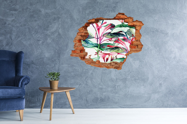 3D díra nálepka Květinová zahrada za zdí