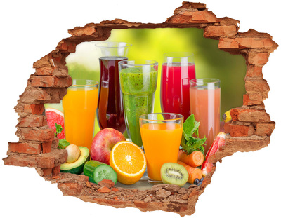 Samolepící nálepka beton Ovoce a smoothie u díry ve zdi