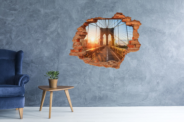 Fototapeta díra na zeď 3D Brooklynský most při západu slunce
