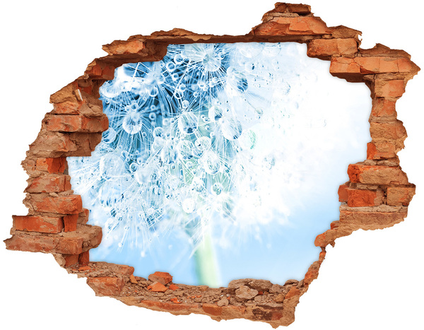 Samolepící díra zeď 3D Pampelišky v modré