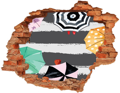 Fotoobraz díra na stěnu Barevné deštníky