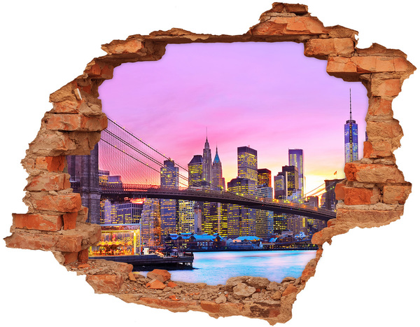 Fototapeta díra na zeď 3D Panorama New Yorku při západu slunce