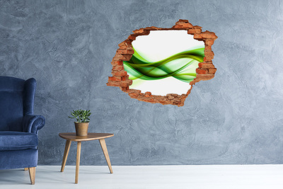 Samolepící díra zeď 3D Zelená vlna v díře ve zdi