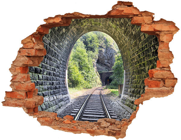 Fototapeta díra na zeď 3D Železniční tunel