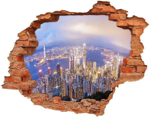 Fototapeta díra na zeď 3D Hongkong panorama