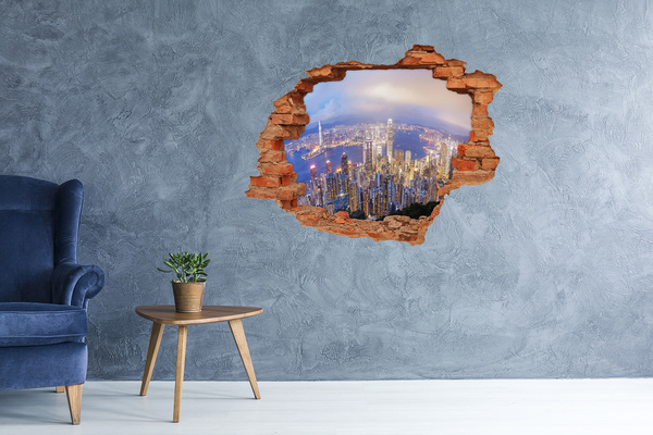 Fototapeta díra na zeď 3D Hongkong panorama