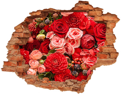 Samolepící díra na stěnu Červené květiny