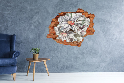 3D díra na zeď Květiny v betonu