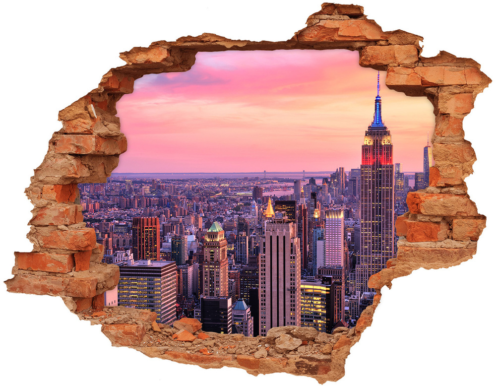 Fototapeta díra na zeď 3D New York západ