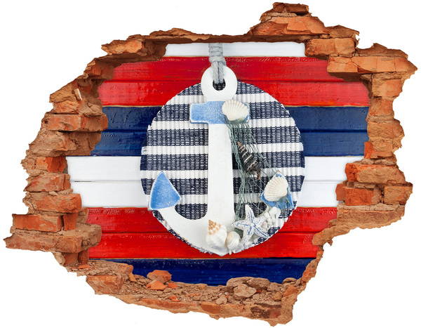 Samolepící díra zeď 3D Mořské dobrodružství s mušlemi