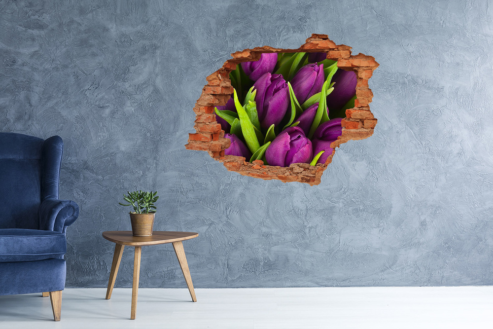 Samolepící díra nálepka Fialové tulipány