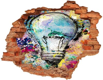 Samolepící díra na stěnu nálepka Poškozená zeď s lampou