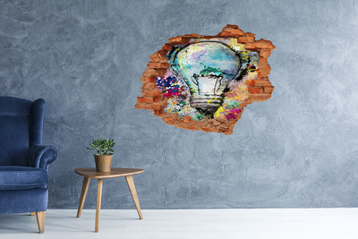 Samolepící díra na stěnu nálepka Poškozená zeď s lampou