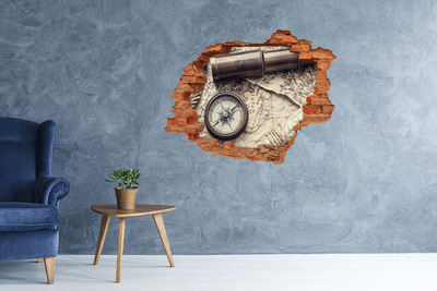 Samolepící díra na stěnu Starověká mapa s kompasem