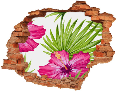 3D díra na zeď Hawajské květiny