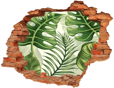 Nálepka 3D díra Tropické listí