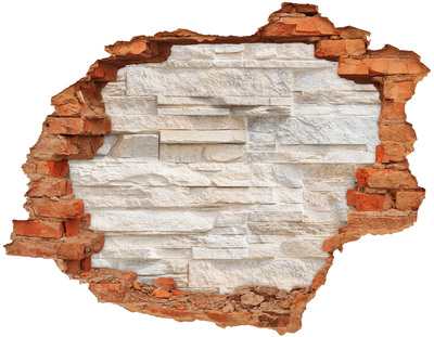 Nálepka 3D díra samolepící Poškozená zeď s kamennou úpravou