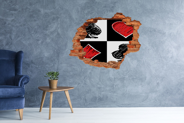 Fototapeta díra na zeď Rozbitá zeď s červenými akcenty