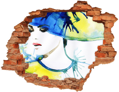 Samolepící díra na stěnu Žena v klobouku