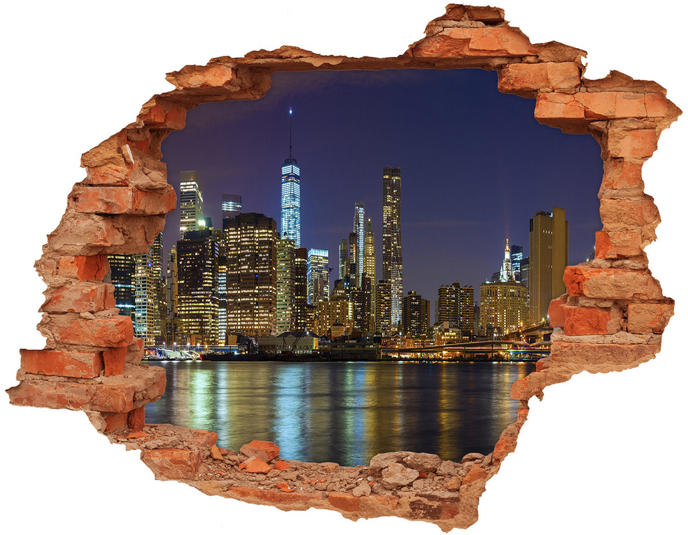 Fototapeta díra na zeď 3D Manhattan noc