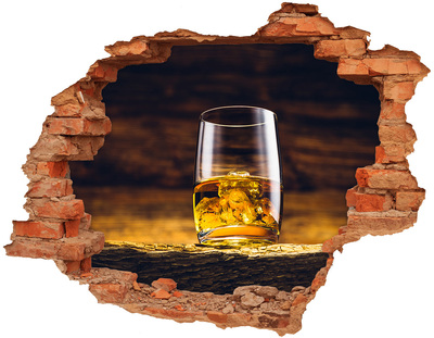 Samolepící díra nálepka beton Sklenice whisky s ledem