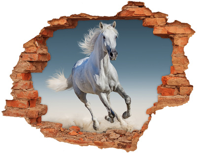 Fototapeta díra na zeď Bílý kůň ve cvalu