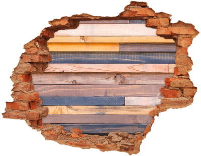 Samolepící nálepka beton Dřevěná zeď skrz otvor