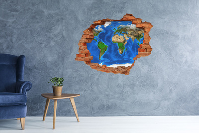 Díra 3D fototapeta nálepka Mapa světa