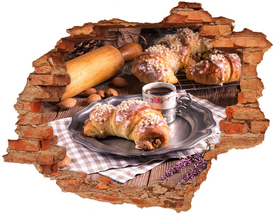 Samolepící díra na stěnu Lahodné croissanty s kávou