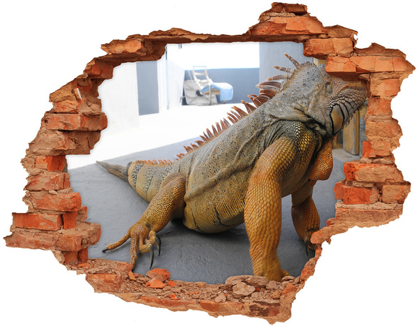 Fototapeta díra na zeď Iguana v poškozené zdi