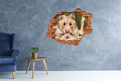 Fotoobraz díra na stěnu nálepka Křeček v košíku