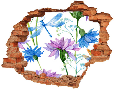 Samolepící díra na stěnu Květiny a vážky