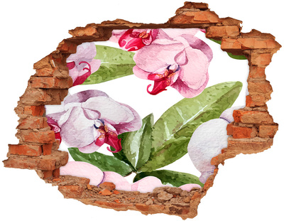 Nálepka díra na zeď Růžové orchideje