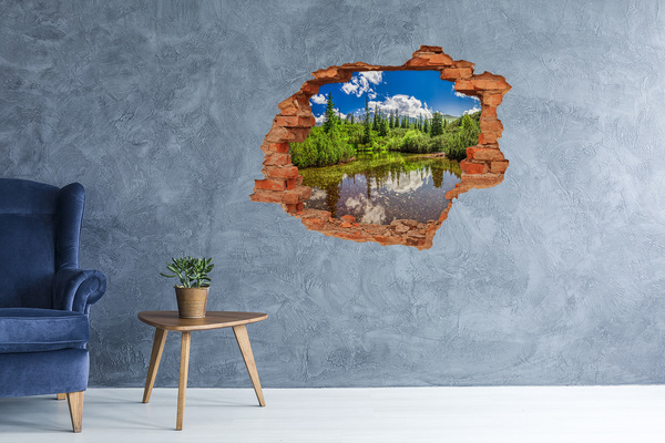 Nálepka 3D díra na zeď Jezero v lese