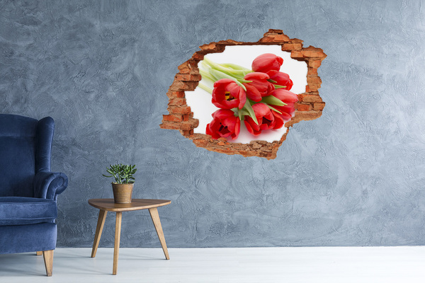 Samolepící díra na stěnu Tulipány v rozbité zdi
