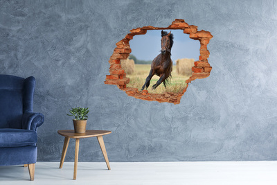 Nálepka 3D díra na zeď Kůň ve cvalu