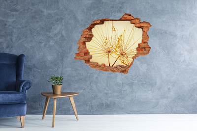 Díra 3D fototapeta nálepka Zlaté květiny v betonu