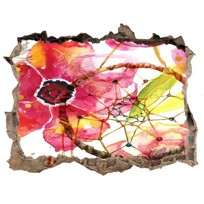 Nálepka 3D díra samolepící Díra ve zdi Květinový sen