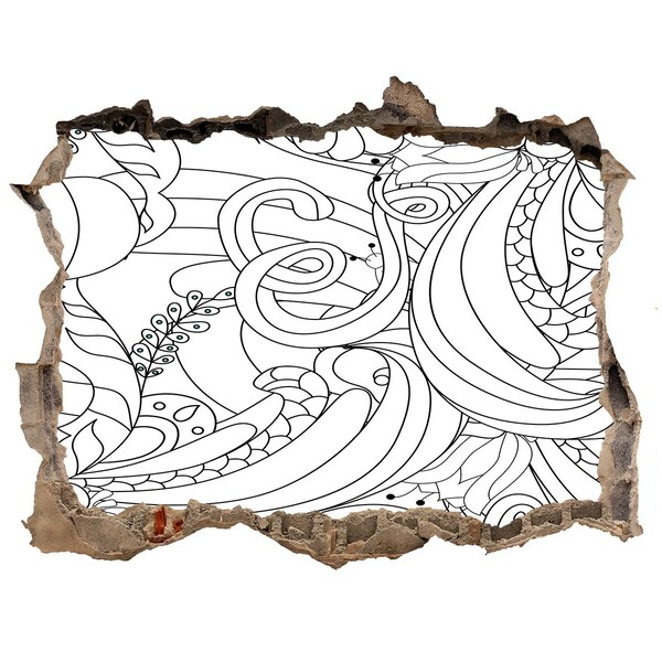 Nálepka 3D díra na zeď Díra ve zdi Květinový vzor