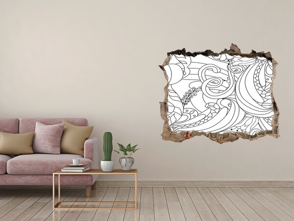 Nálepka 3D díra na zeď Ornamenty