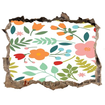 Nálepka 3D díra na zeď Květinový ráj za zdí