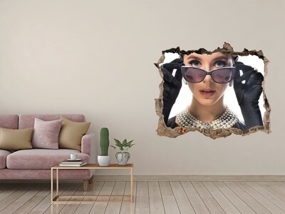 Fotoobraz díra na stěnu Žena v brýlích